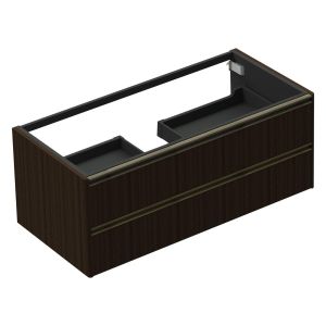 Carlyle Wall Mounted Double Drawer Vanity Unit With Soft Bronze Profile 1238X512X480 MM
